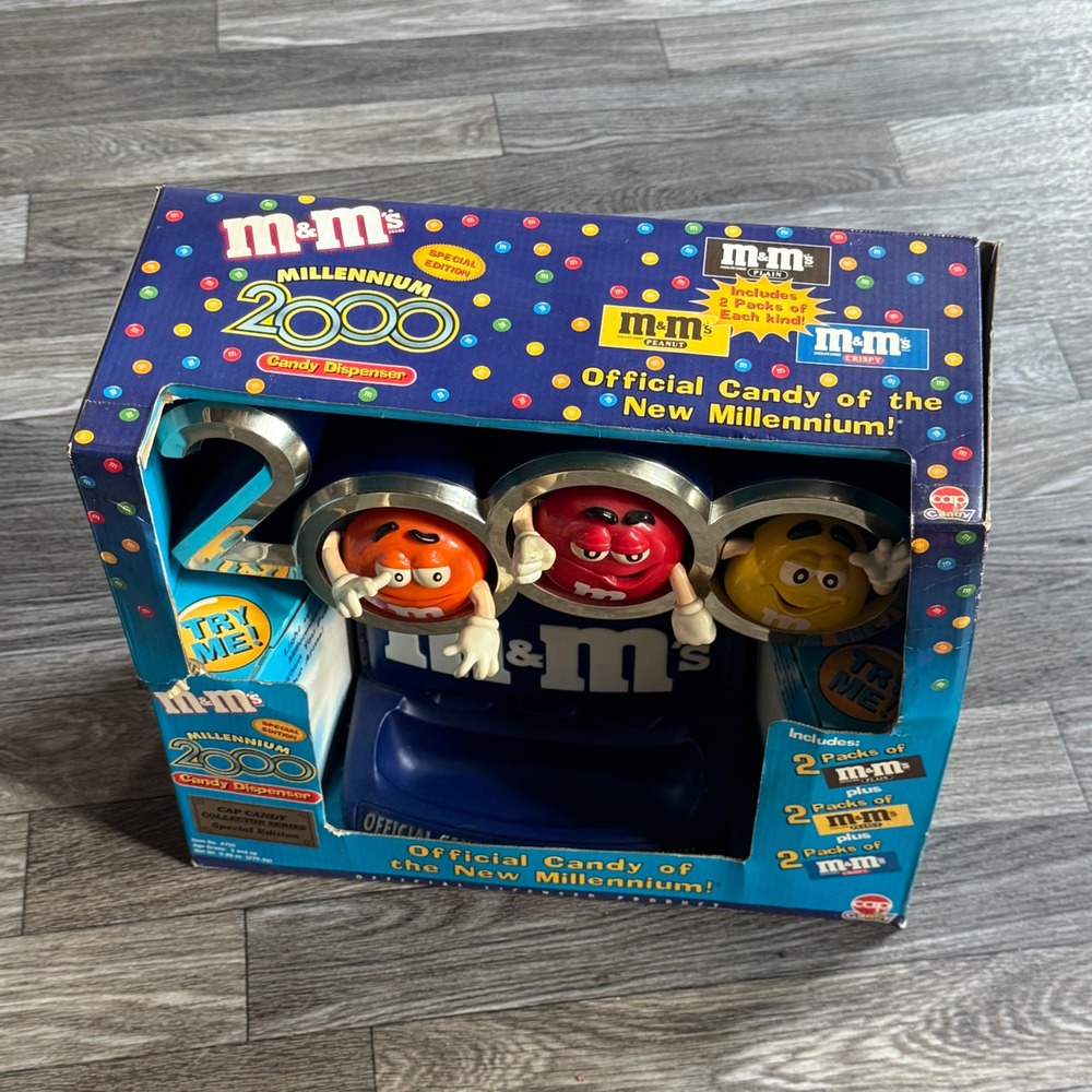 M&M's Candy Dispenser Millennium 2000 Special Edition Blue Y2K Collector Series